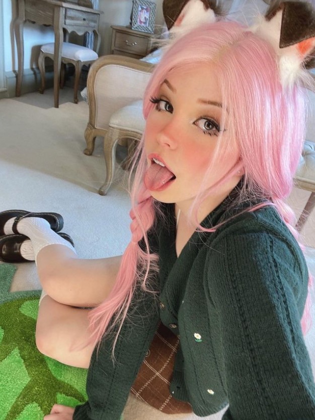 Belle Delphine onlyfans model selfie tongues out