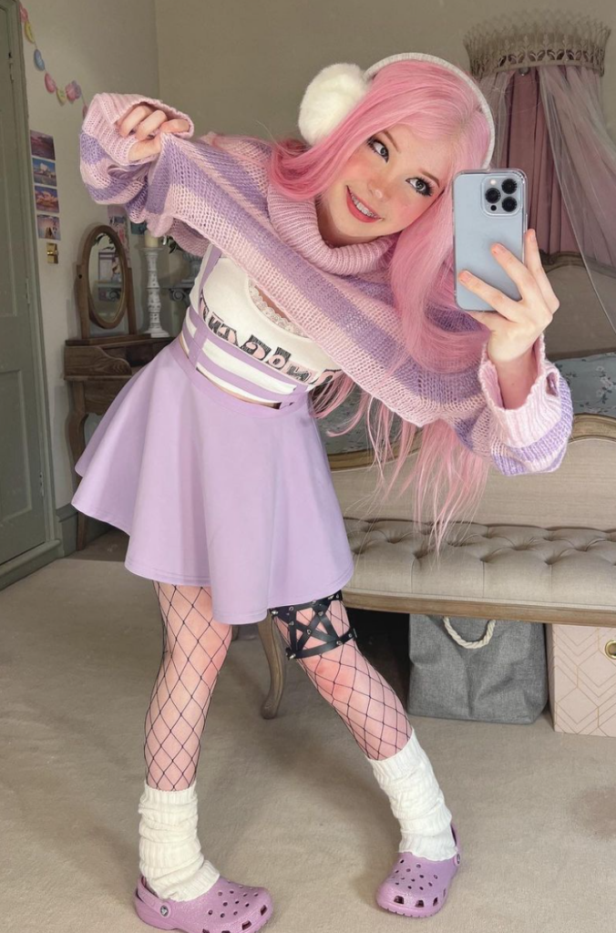 Mary-Belle Kirschner @belledelphine sexy photo in bedroom wearing a skirt