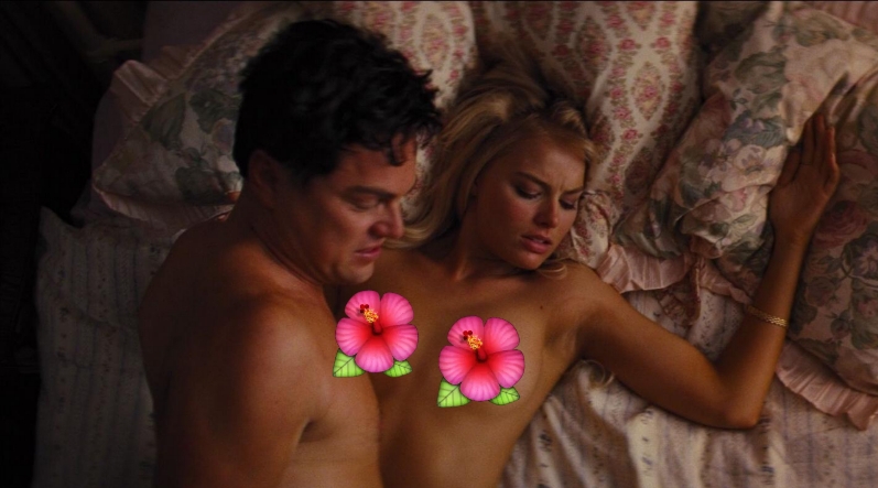 Margot Robbie sex scene in the movie the wolf of wall street. She is laying down to bed with a man 