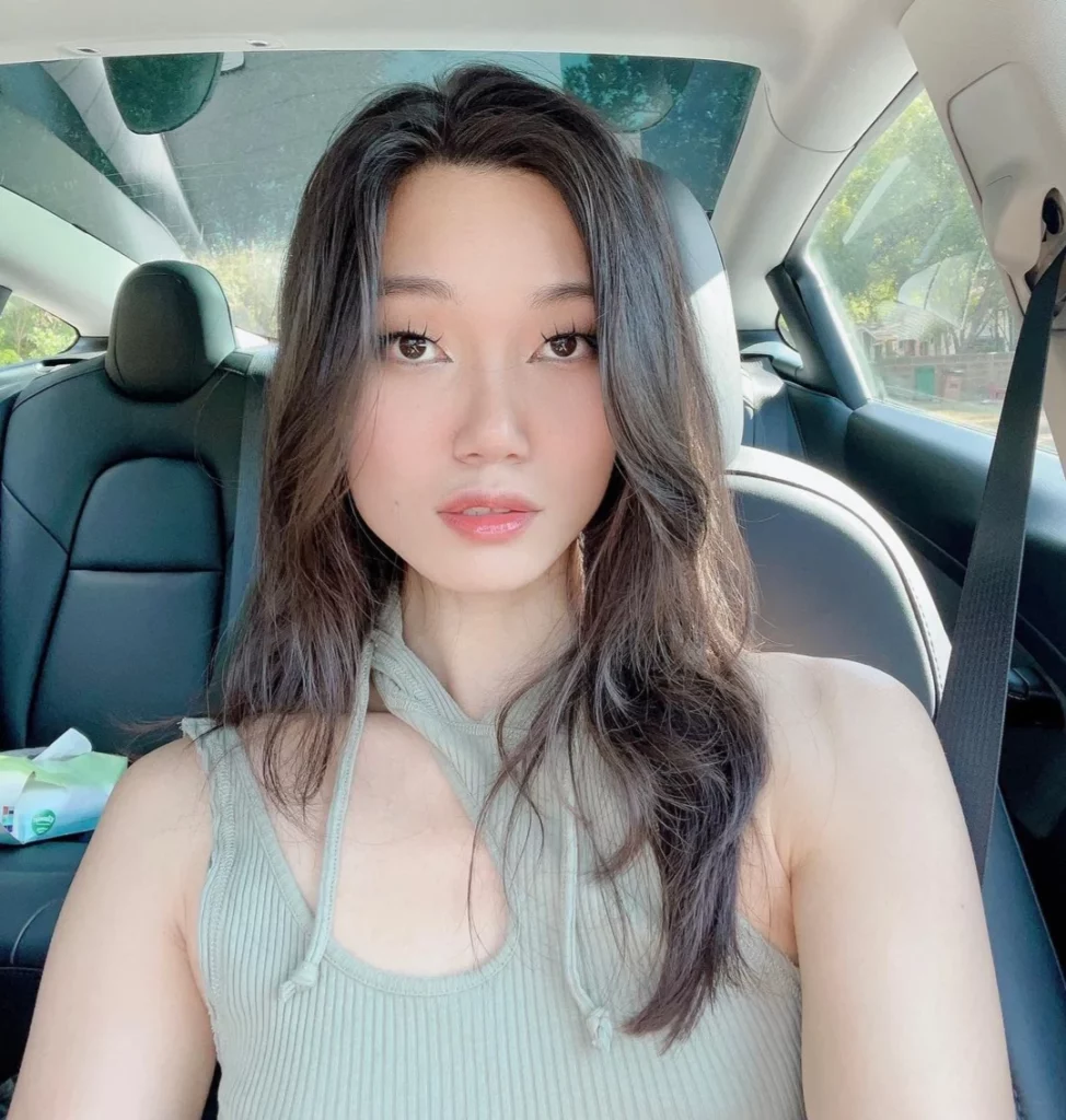 Lucy Mochi (@lucymochi) OnlyFans model selfie in car wearing gray top