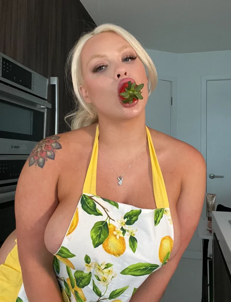 Becky Crocker: @beckycrockerfree OnlyFans Model sexy photo eating a strawberry