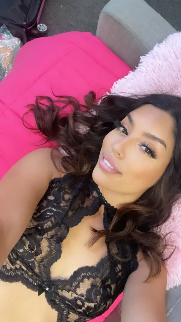 Vanessa Sky (@theluckyslut) OnlyFans model sexy picture wearing black lingerie